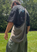 Bottomless Bag in Evergreen, worn crossbody, back view