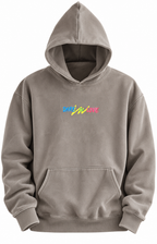 Dare to Love stone grey hoodie, front